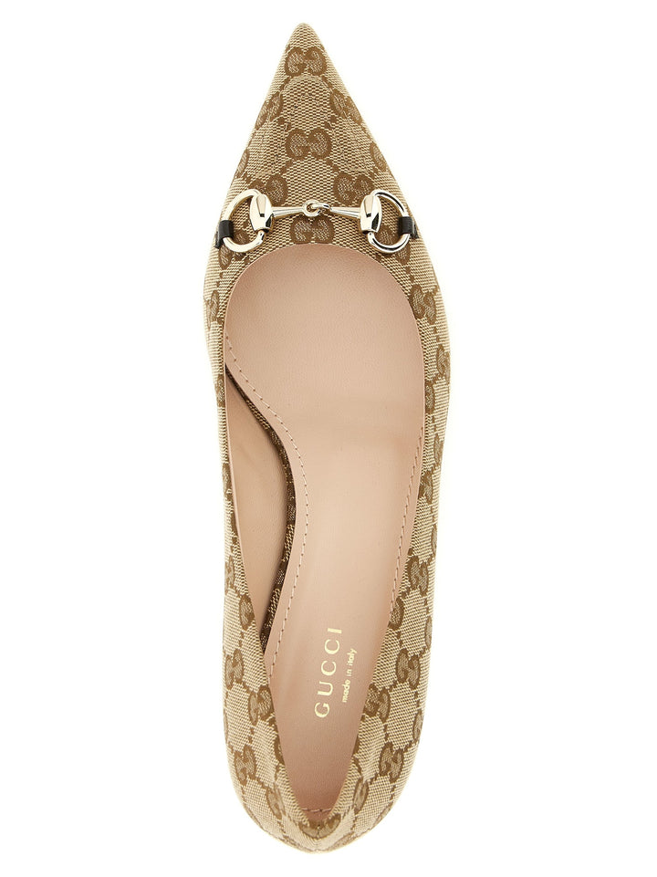 Women’s Gucci Beige Polyester Mid Heel Pumps