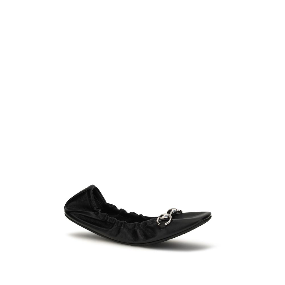Women’s Gucci Black Calf Leather Bos Taurus Ballet Flats