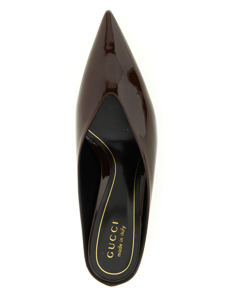 Women’s Gucci Bordeaux Calfskin Mid Heel Pumps