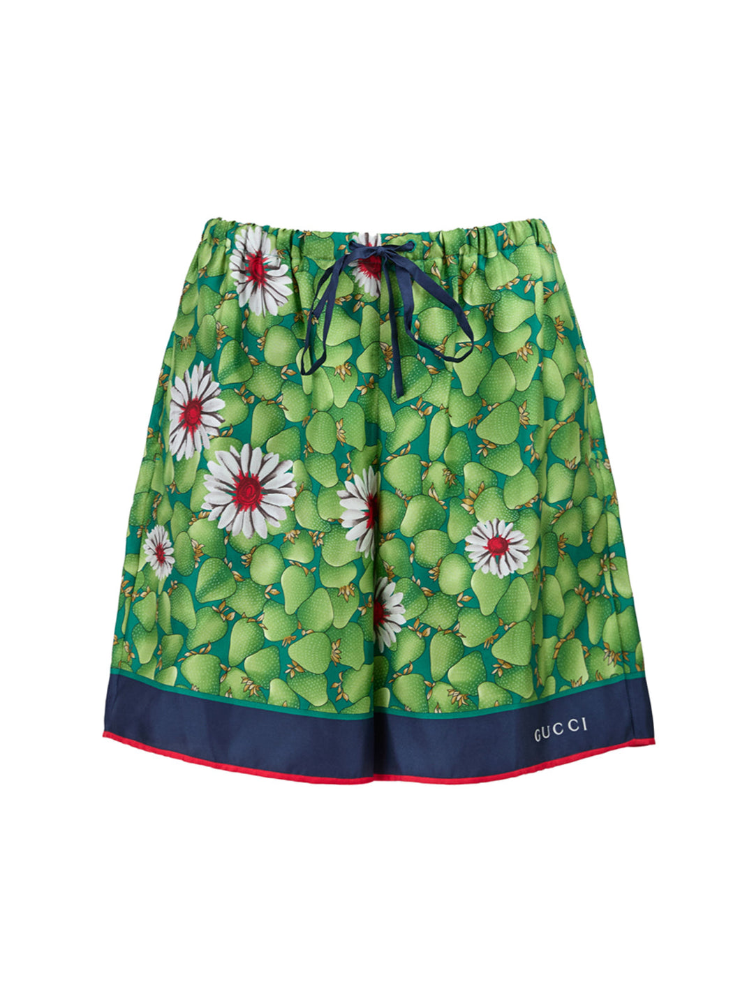 Women’s Gucci Green Flower Printed Silk Shorts