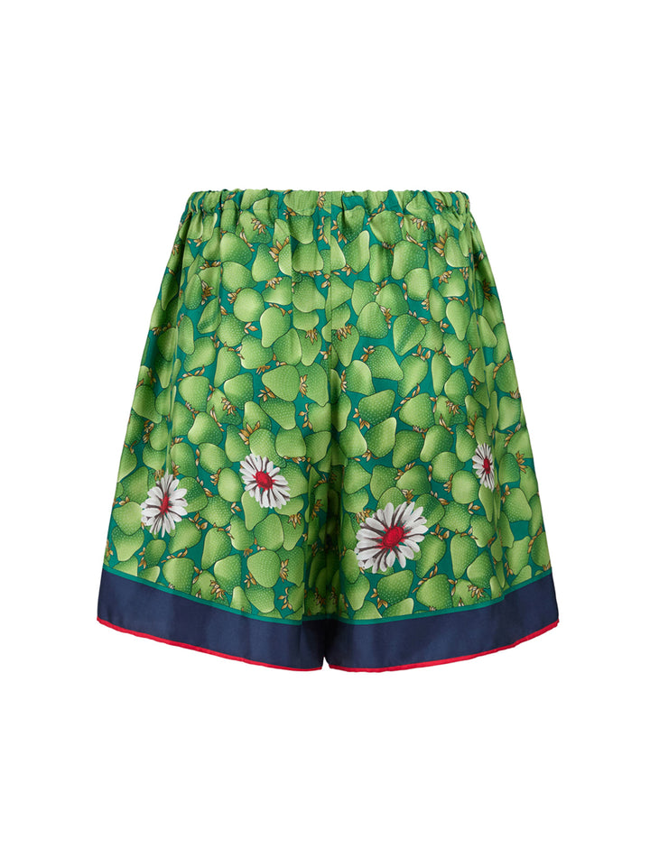 Women’s Gucci Green Flower Printed Silk Shorts