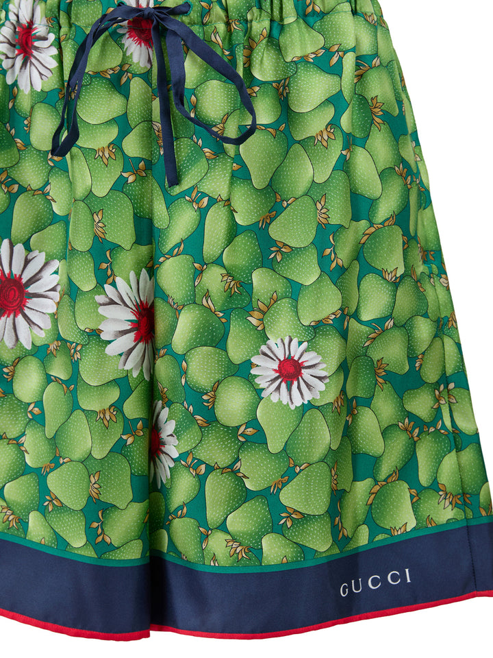 Women’s Gucci Green Flower Printed Silk Shorts