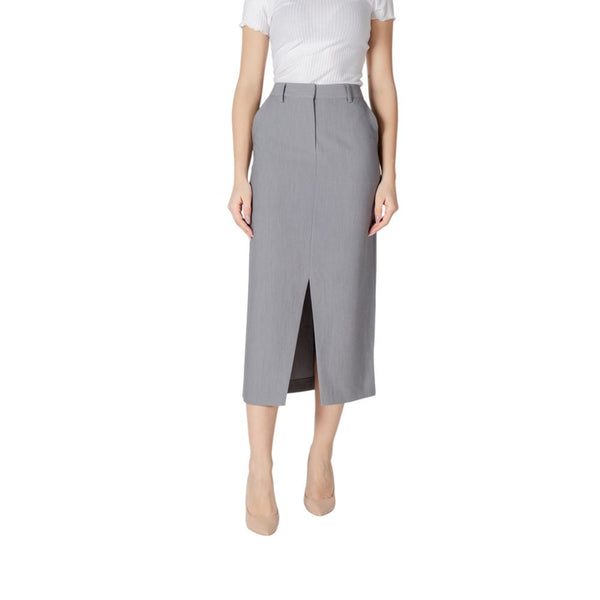 Women’s Ichi Gray Polyester Long Skirt