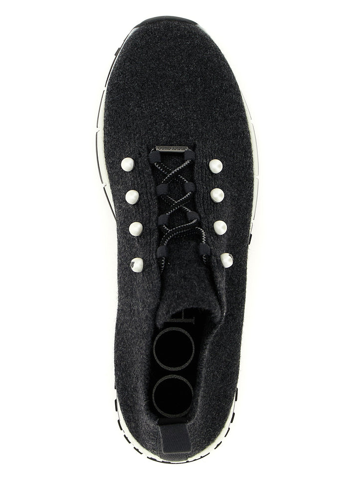 Jimmy Choo Black Tencel Low Top Sneakers