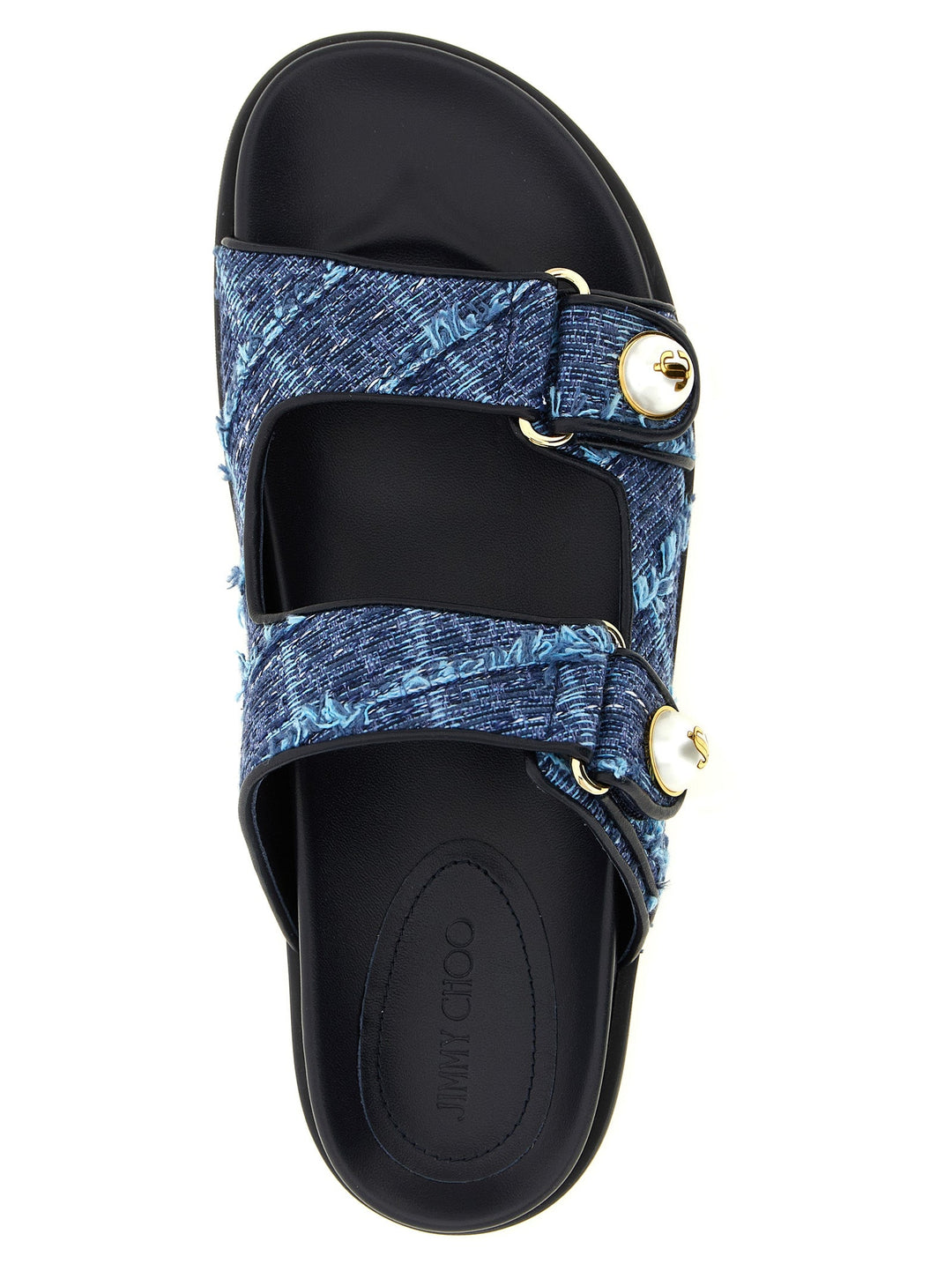 Women’s Jimmy Choo Blue Tencel Slides
