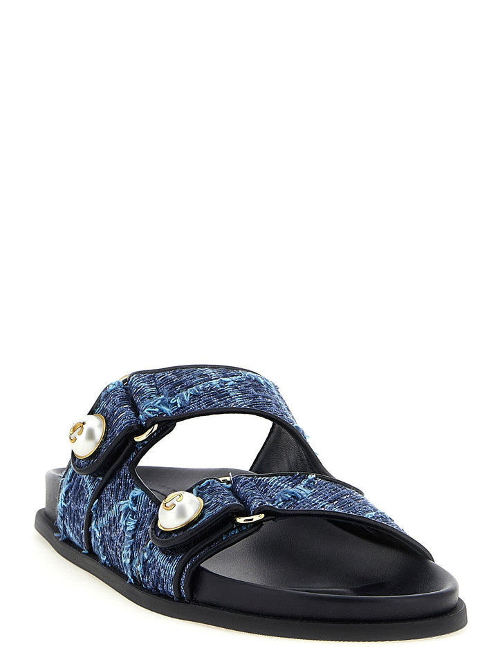Women’s Jimmy Choo Blue Tencel Slides