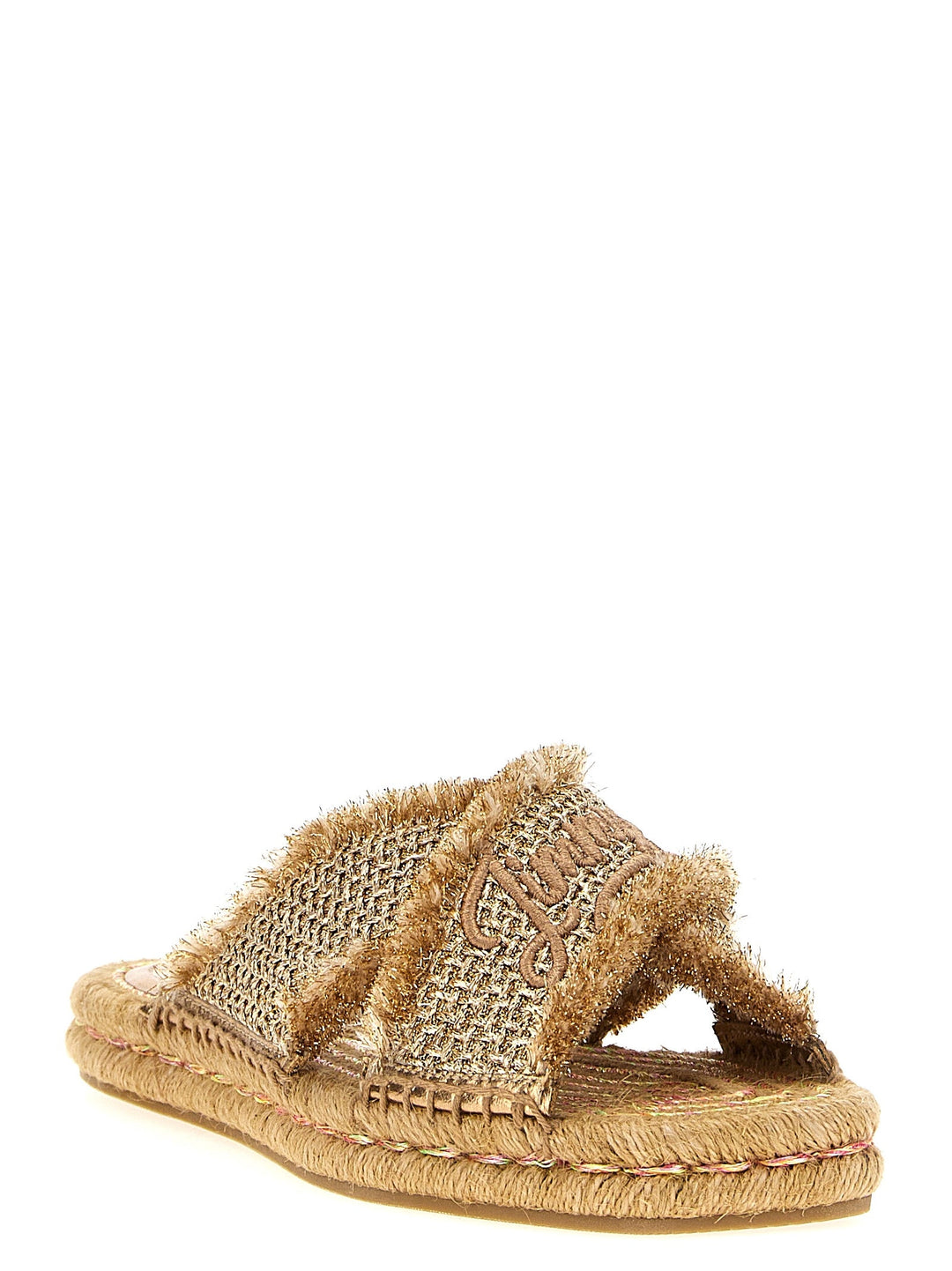 Women’s Jimmy Choo Gold Textile Slides