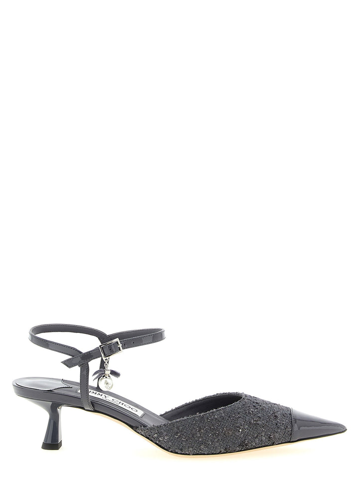 Women’s Jimmy Choo Gray Tencel Mid Heel Pumps