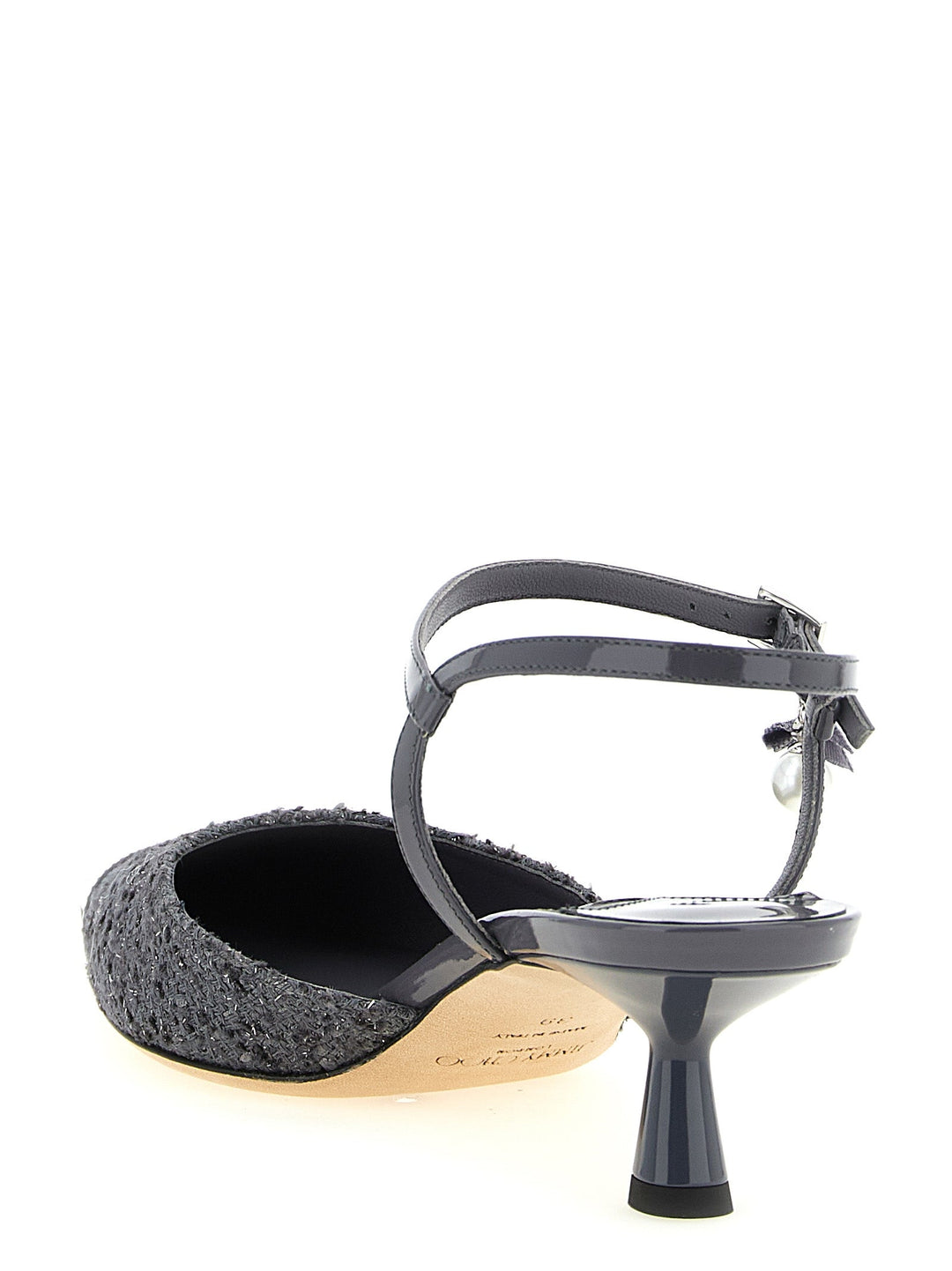 Women’s Jimmy Choo Gray Tencel Mid Heel Pumps
