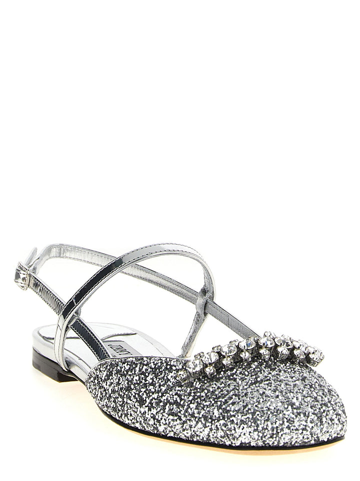 Women’s Jimmy Choo Silver Tencel Ballet Flats