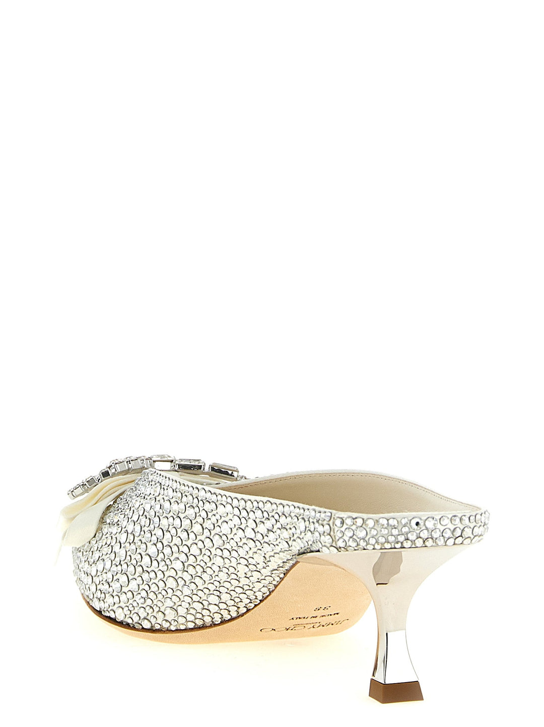 Women’s Jimmy Choo Silver Tencel Mid Heel Pumps