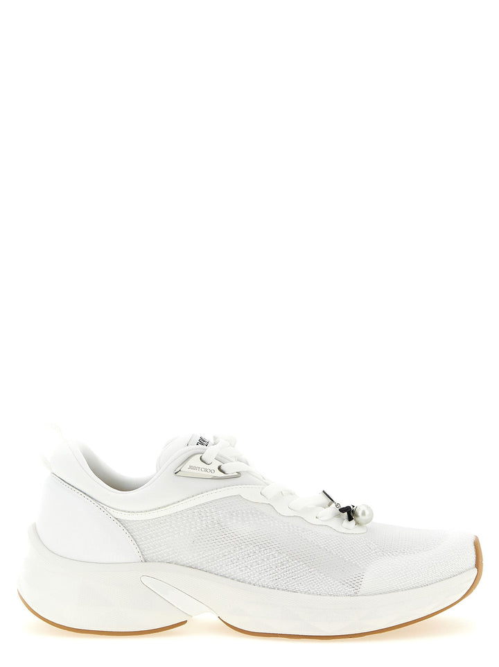 Jimmy Choo White Tencel Athletic Sneakers