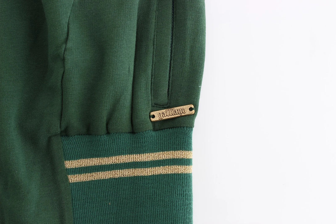 Women’s John Galliano Green Mock Zip Cardigan Sweatshirt Sweater Jacket