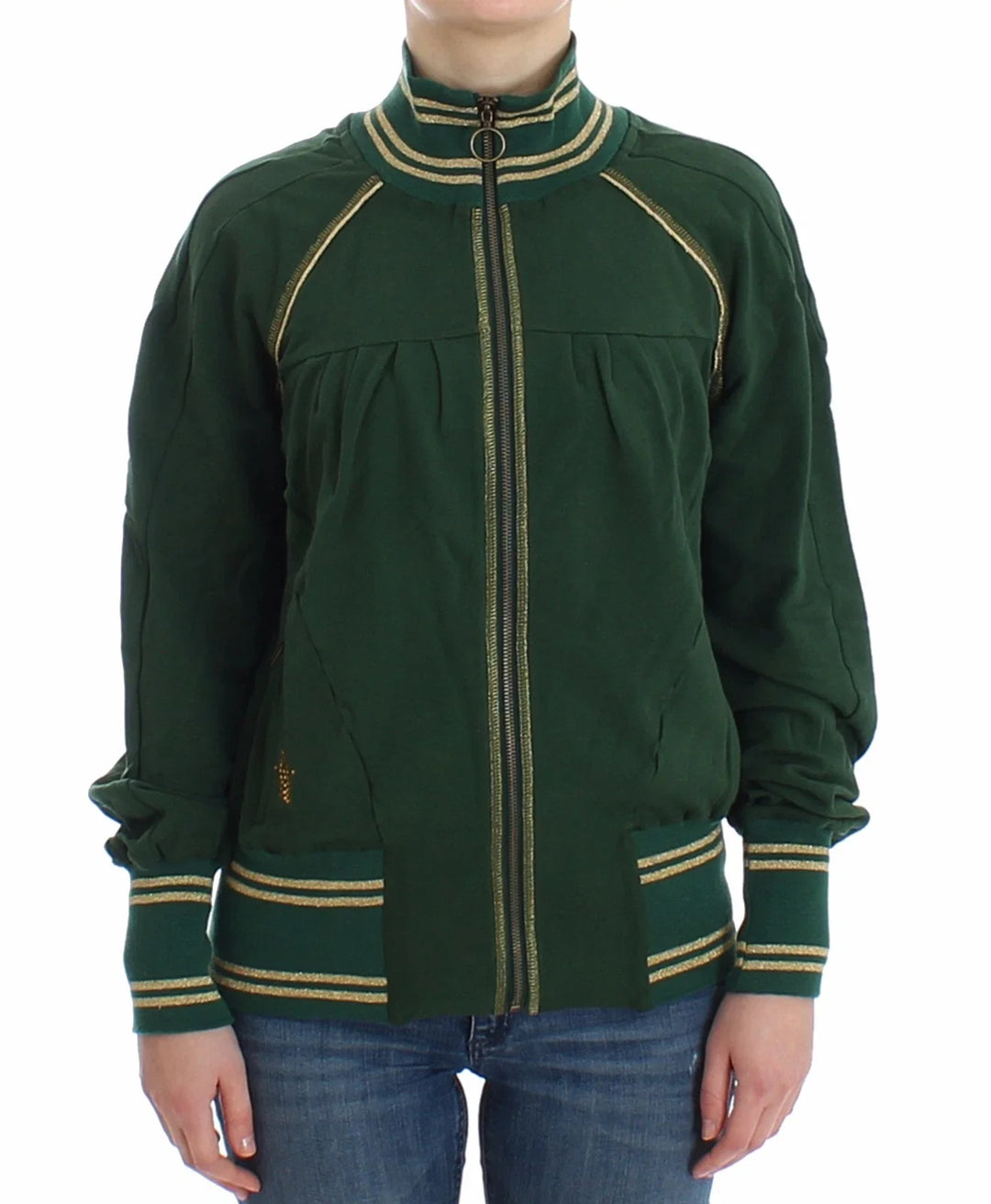 Women’s John Galliano Green Mock Zip Cardigan Sweatshirt Sweater Jacket