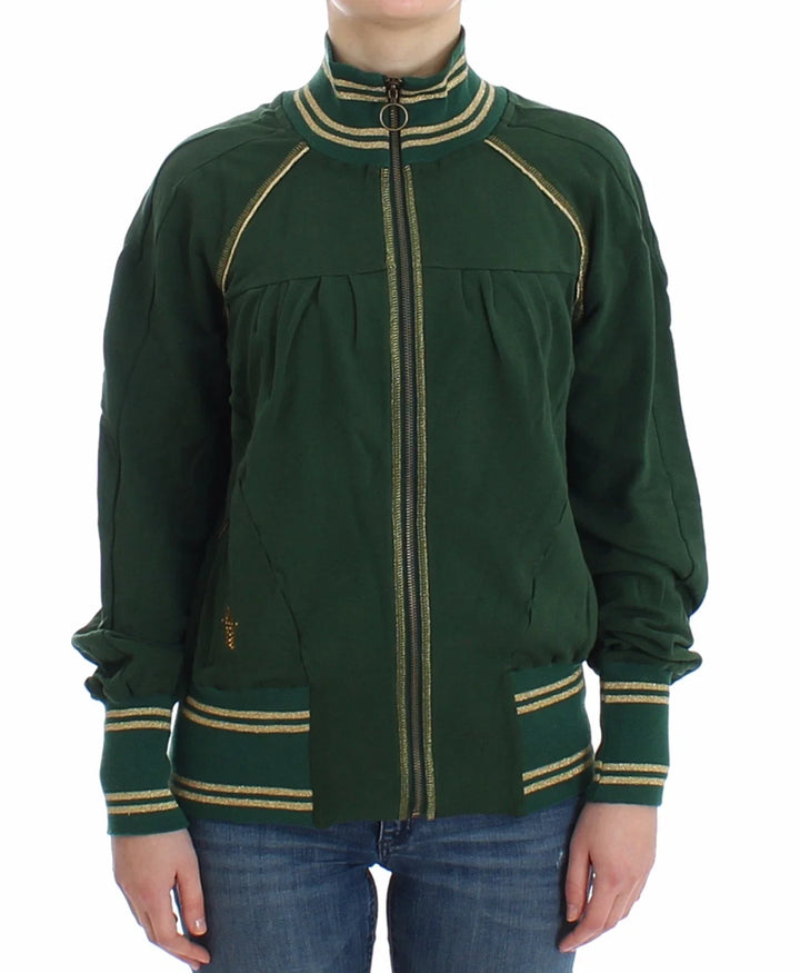 Women’s John Galliano Green Mock Zip Cardigan Sweatshirt Sweater Jacket