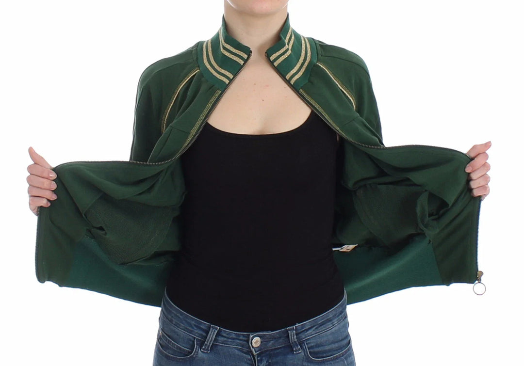 Women’s John Galliano Green Mock Zip Cardigan Sweatshirt Sweater Jacket