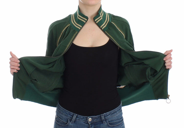 Women’s John Galliano Green Mock Zip Cardigan Sweatshirt Sweater Jacket