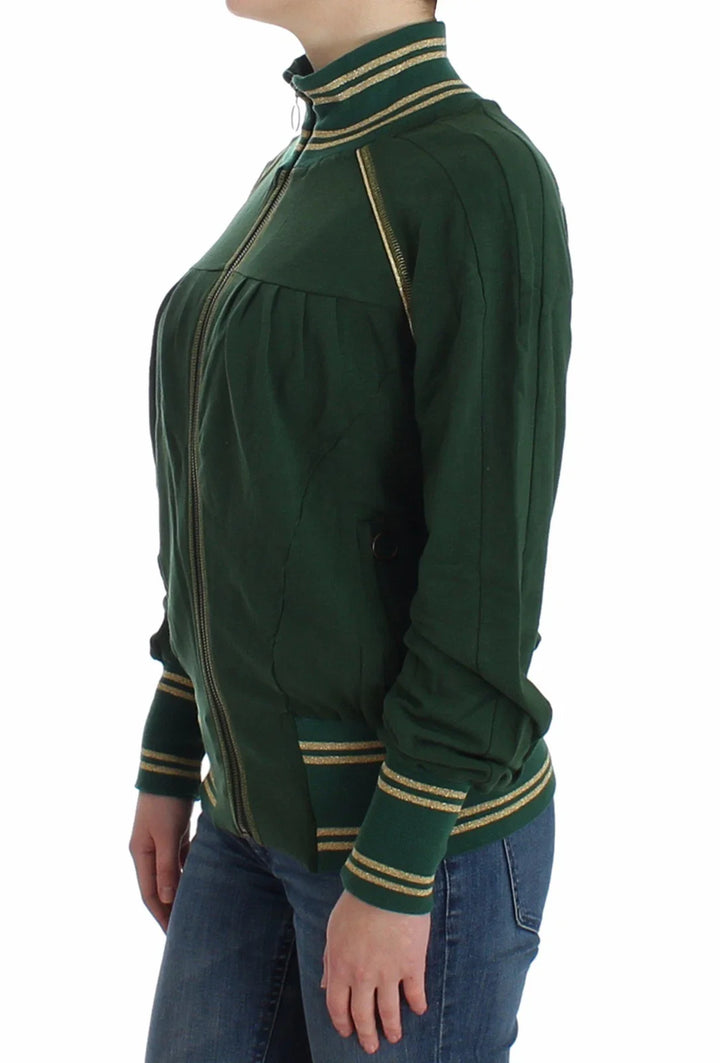 Women’s John Galliano Green Mock Zip Cardigan Sweatshirt Sweater Jacket