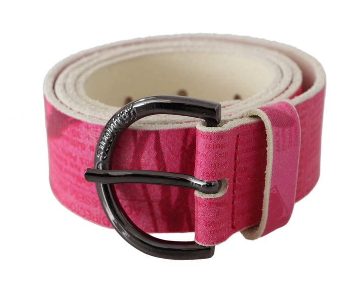 Women’s John Galliano Pink Leather Letter Logo Design Round Buckle Belt