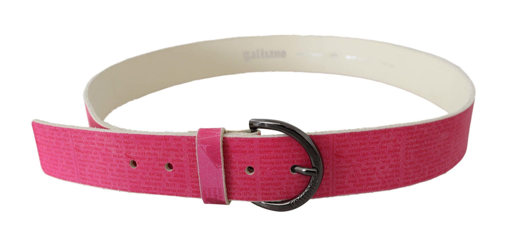 Women’s John Galliano Pink Leather Letter Logo Design Round Buckle Belt