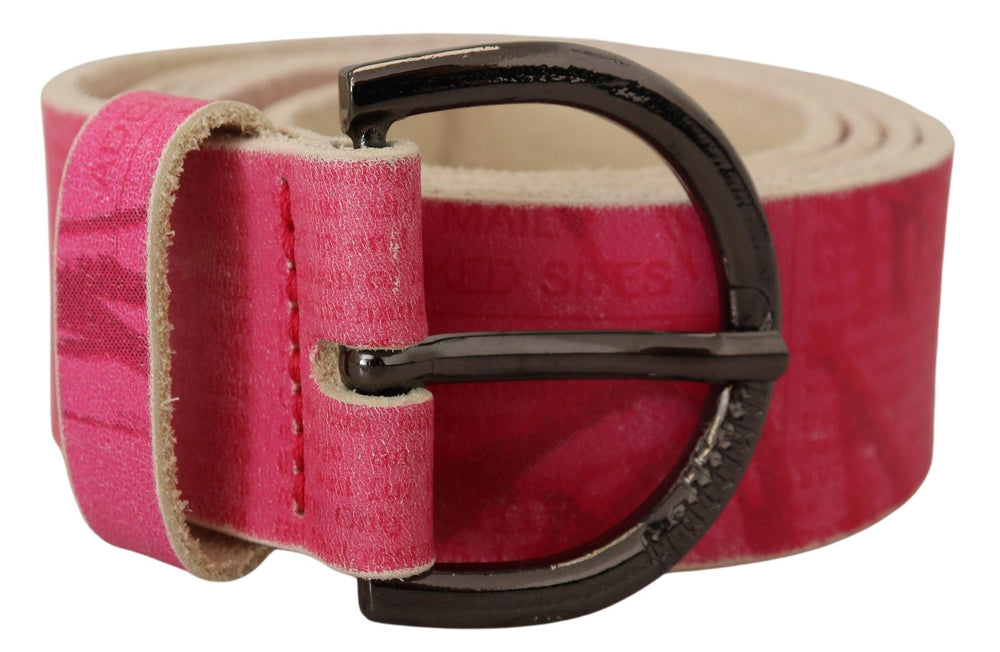 Women’s John Galliano Pink Leather Letter Logo Round Buckle Waist Belt
