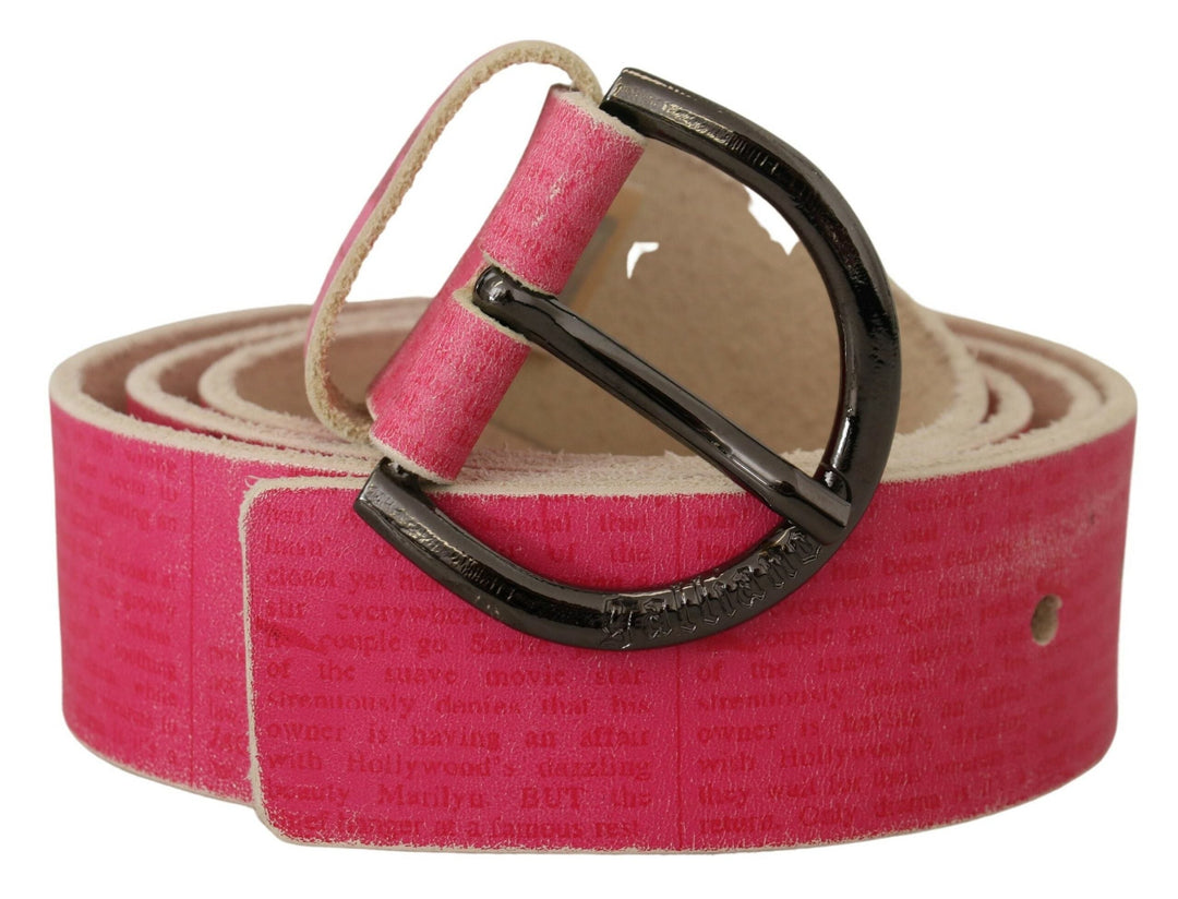 Women’s John Galliano Pink Leather Letter Logo Round Buckle Waist Belt