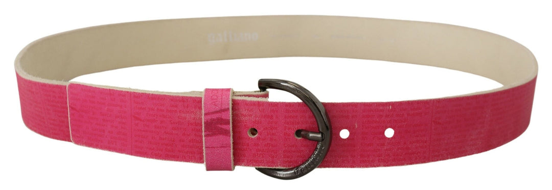 Women’s John Galliano Pink Leather Letter Logo Round Buckle Waist Belt
