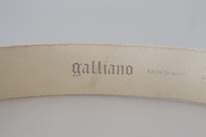 Women’s John Galliano Pink Leather Letter Logo Round Buckle Waist Belt