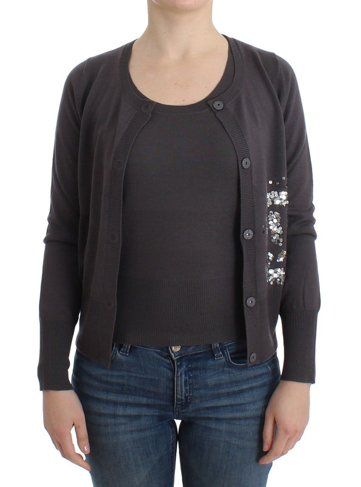 Women’s John Galliano Purple Wool Sequined Cardigan Knit Sweater