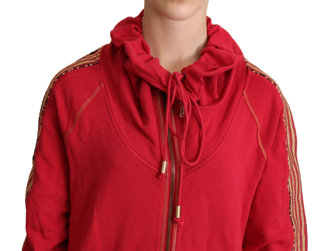 Women’s John Galliano Red Full Zip Jacket Sweatshirt Hooded Sweater