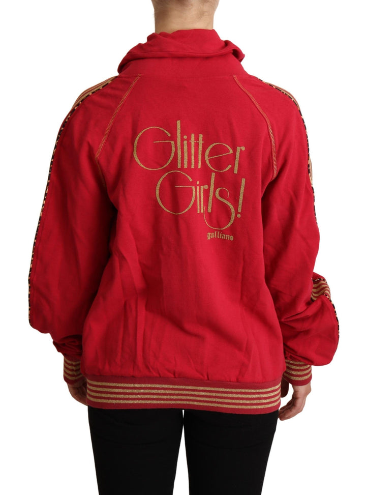 Women’s John Galliano Red Full Zip Jacket Sweatshirt Hooded Sweater