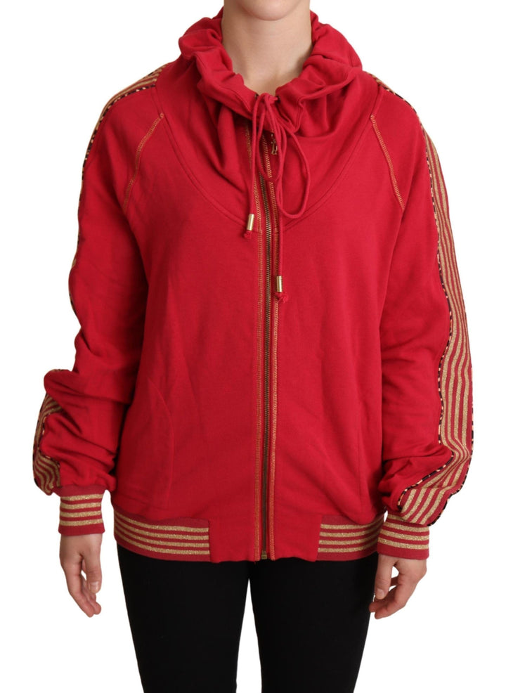 Women’s John Galliano Red Full Zip Jacket Sweatshirt Hooded Sweater