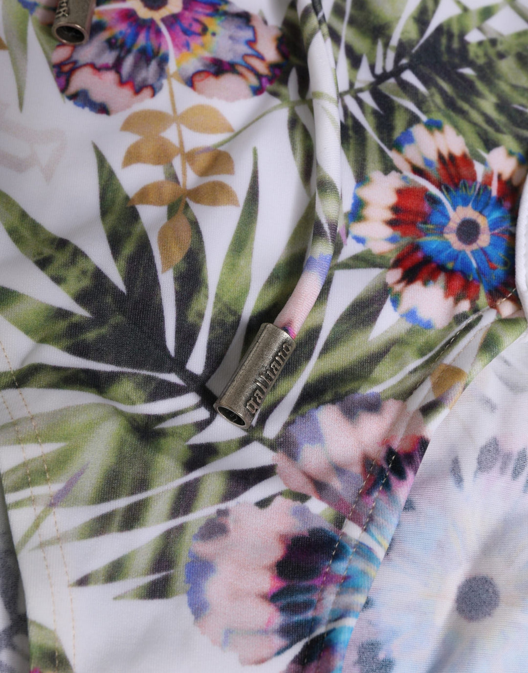 Women’s John Galliano White Floral Print Strapless One-piece Swimsuit Swimwear