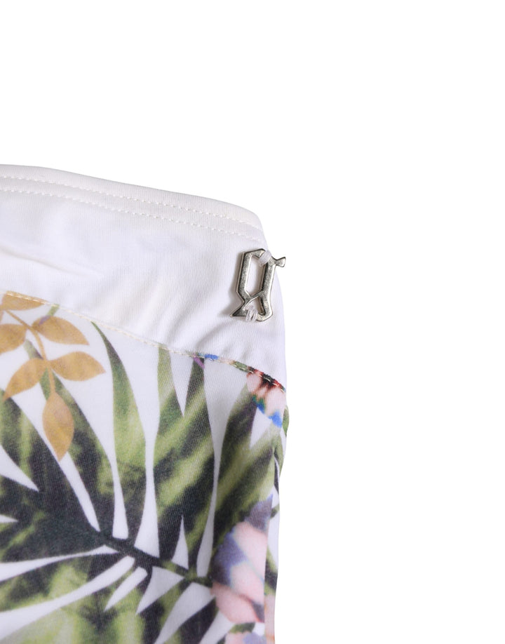 Women’s John Galliano White Floral Print Strapless One-piece Swimsuit Swimwear