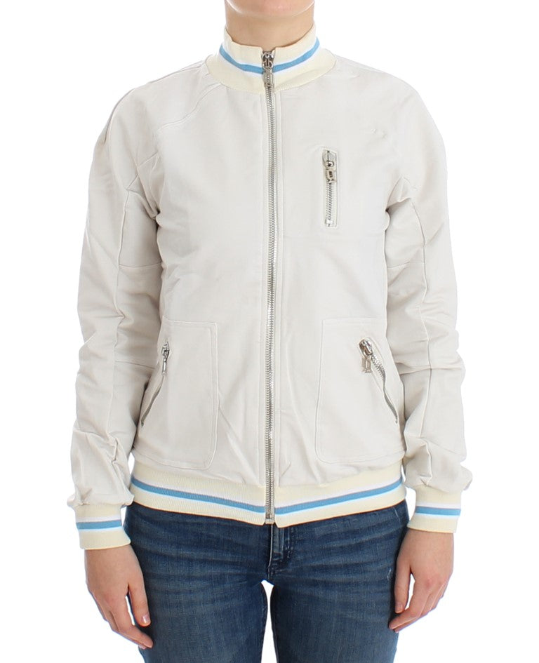 Women’s John Galliano White Mock Zip Cardigan Sweatshirt Sweater