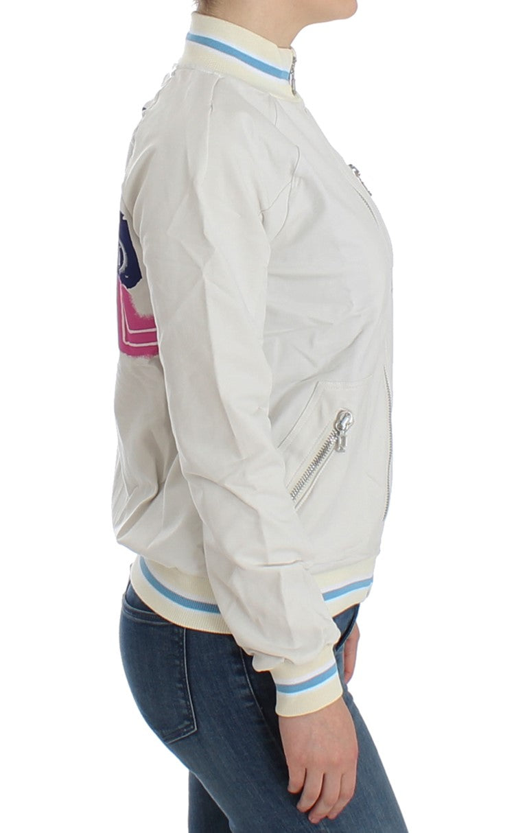 Women’s John Galliano White Mock Zip Cardigan Sweatshirt Sweater