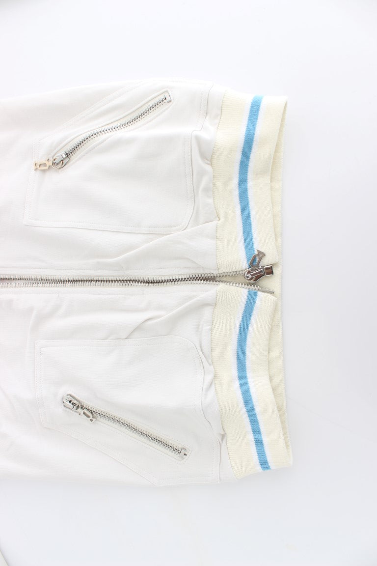 Women’s John Galliano White Mock Zip Cardigan Sweatshirt Sweater