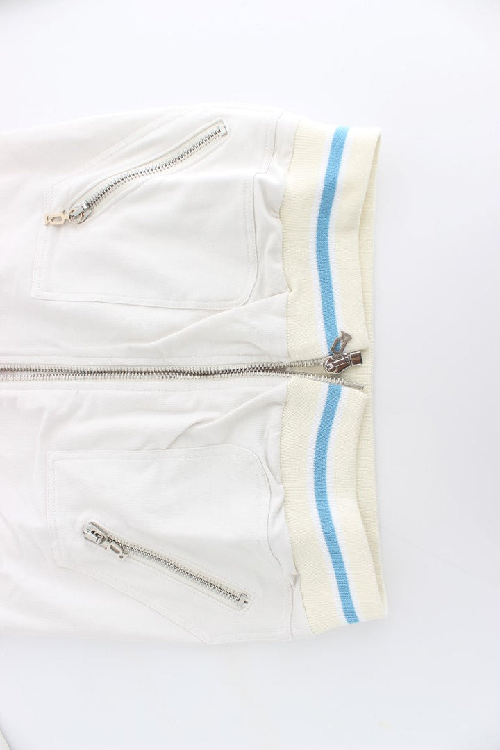 Women’s John Galliano White Mock Zip Cardigan Sweatshirt Sweater