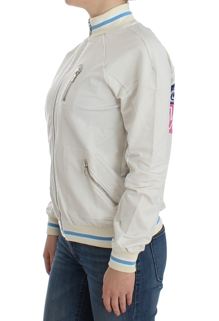 Women’s John Galliano White Mock Zip Cardigan Sweatshirt Sweater