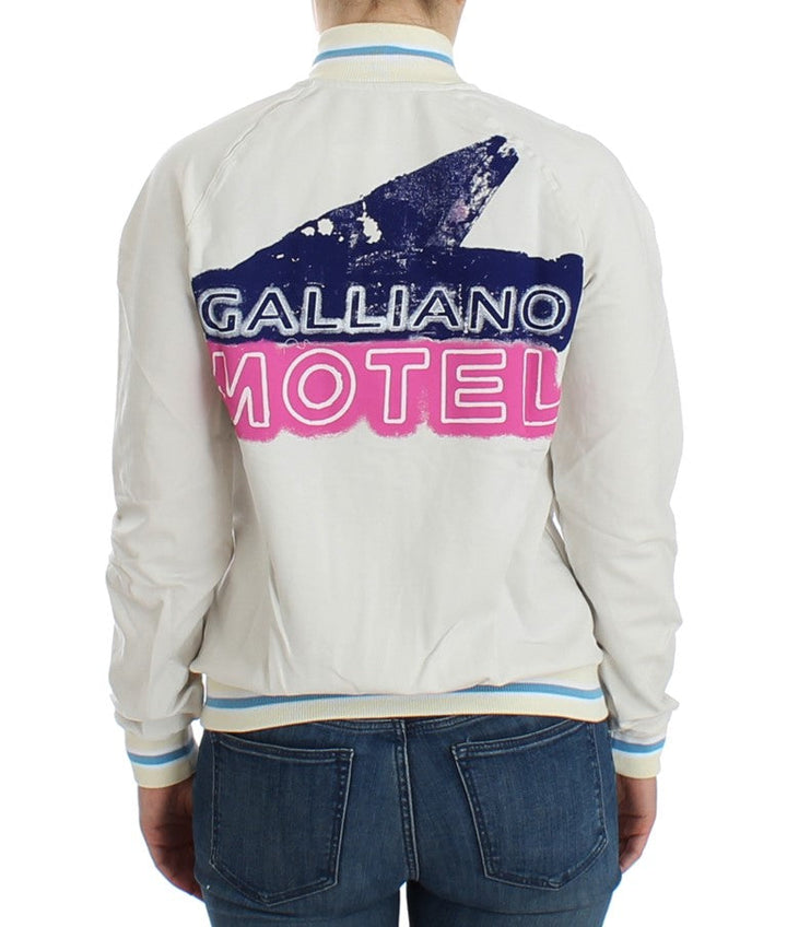 Women’s John Galliano White Mock Zip Cardigan Sweatshirt Sweater