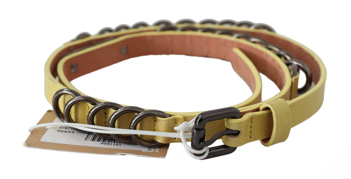 Women’s John Galliano Yellow Leather Luxury Slim Buckle Fancy Belt