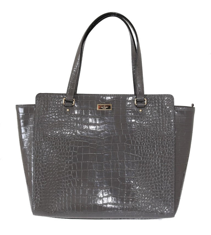 Women’s Kate Spade Grey Croc Embossed Leather Elissa Bristol Drive Tote Handbag Bag