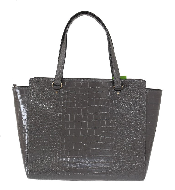 Women’s Kate Spade Grey Croc Embossed Leather Elissa Bristol Drive Tote Handbag Bag