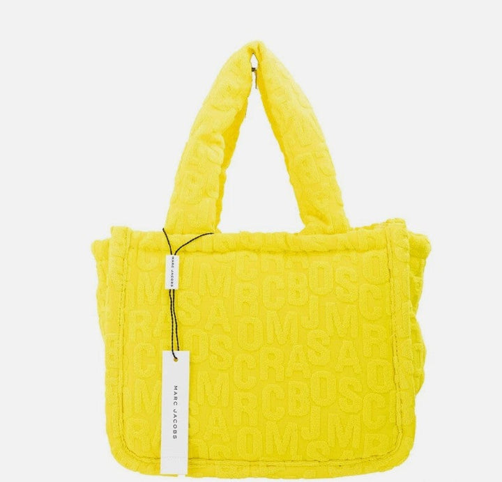 Women’s Marc Jacobs the Monogram Terry Tote Small Golden Kiwi Shoulder Bag Purse