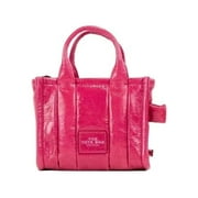 Women’s Marc Jacobs the Shiny Crinkle Micro Tote Magenta Leather Crossbody Bag Handbag
