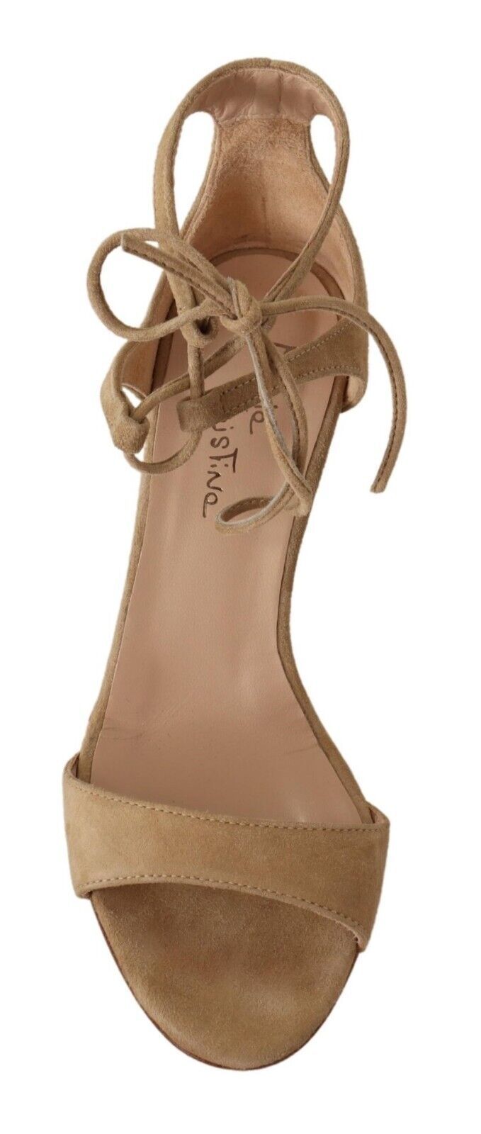 Women’s Maria Christina Beige Suede Leather Ankle Strap Pumps Shoes