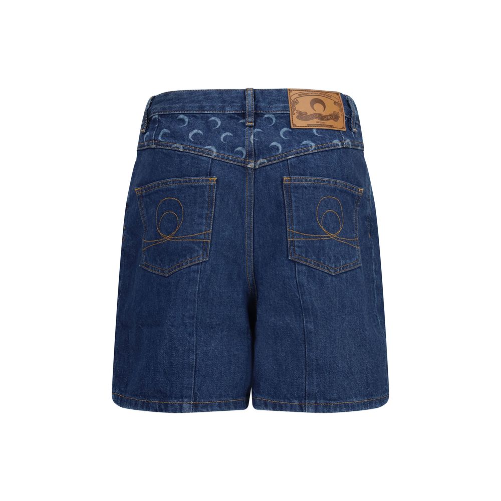 Women’s Marine Serre Blue Cotton Bermuda Shorts