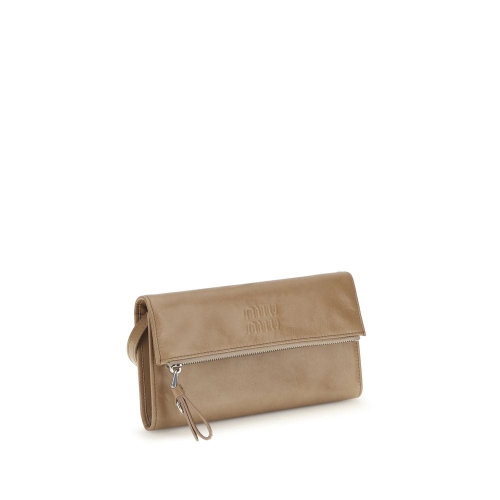 Women’s Miu Beige Calf Leather Bos Taurus Clutch Bag