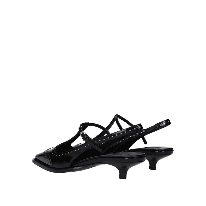 Women’s Miu Black Calfskin Mid Heel Pumps