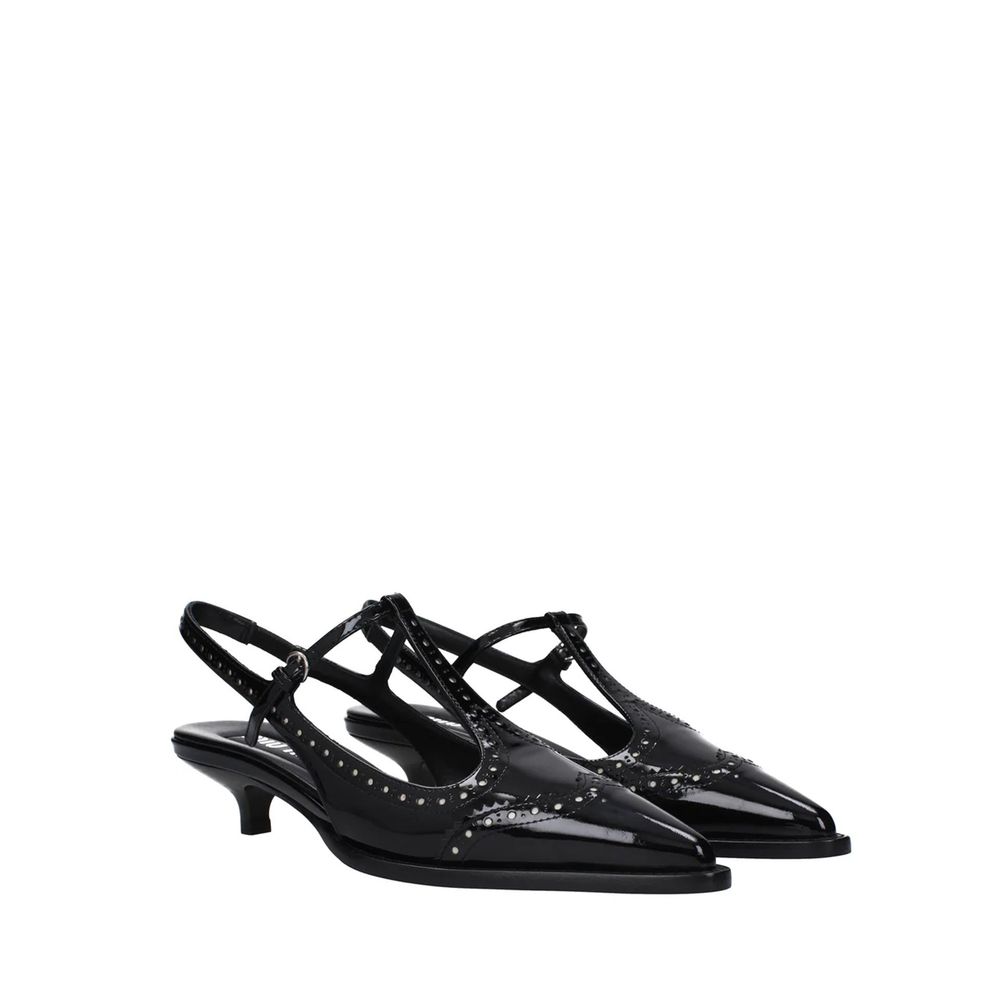 Women’s Miu Black Calfskin Mid Heel Pumps